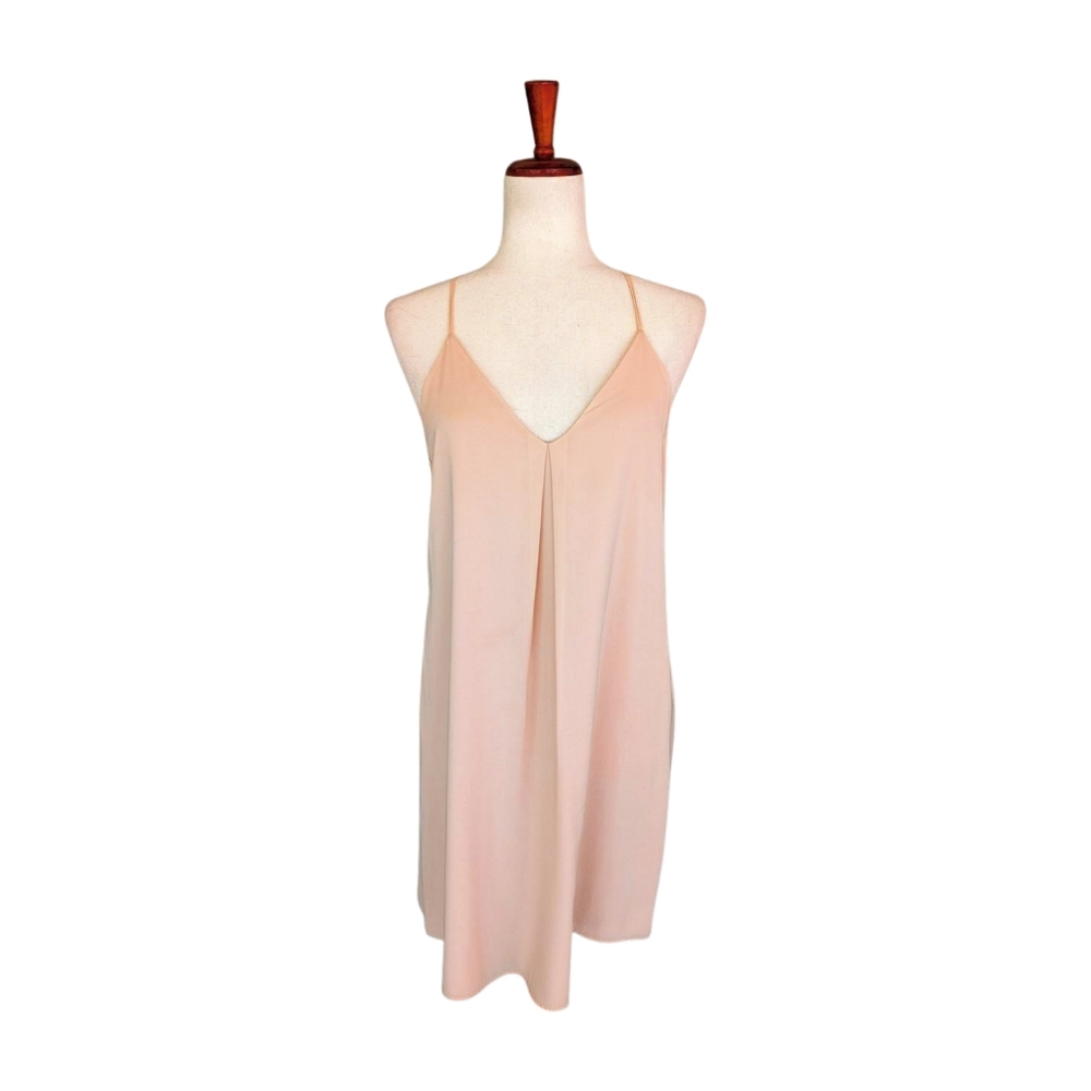 Alice + Olivia Fierra Nude Color Silk Mini‎ Slip Dress Size Small